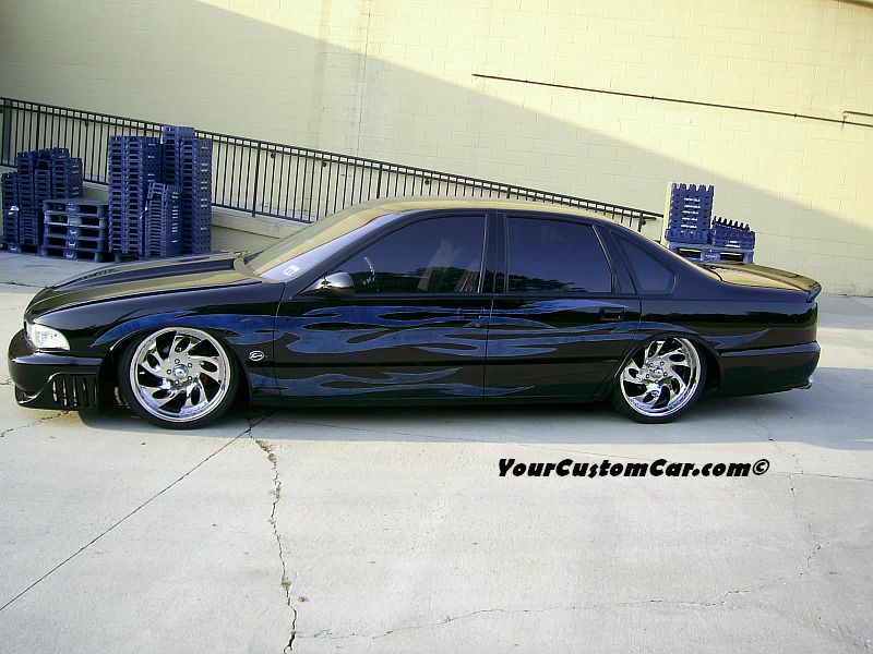 Our Custom 96 Impala Laid out Left Side View Custom Tribal Flames and air 