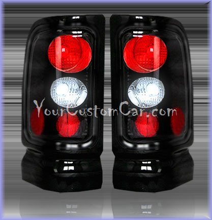 dodge ram tail lights, custom tail lights, black tail light, ram tail light, srt tail light, 94-01 dodge taillights