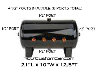 air tank, 5 gallon, black, 1/2 inch ports, 8 port