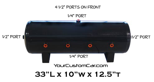 air tank, 7 gallon, black, 1/2 inch ports, 7 port