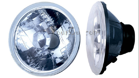 sealed beam conversion, 7 inch round, headlights, diamond clear, hot rod headlights, universal head lights