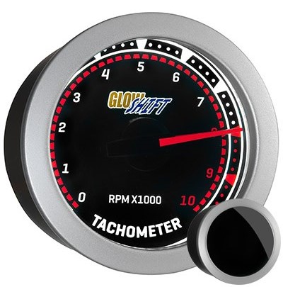 tinted, classic tachometer, led tachometer gauge, tach gauge, black tack gauge, led tack gauge