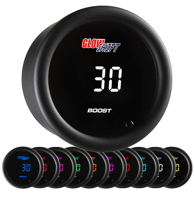 digital boost gauge, 10 color boost gauge, glowshift boost gauge