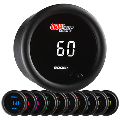 digital boost gauge, 10 color boost gauge, glowshift boost gauge